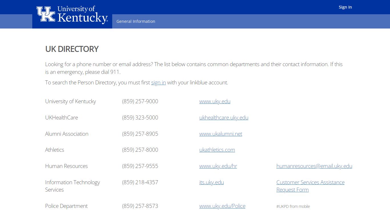 UK Directory - University of Kentucky